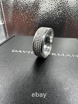 Bague en argent sterling 925 David Yurman Streamline à 3 rangées de diamants pavés totalisant 1,92 carats, taille 8,5