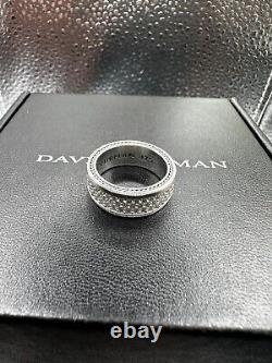 Bague en argent sterling 925 David Yurman Streamline à 3 rangées de diamants pavés totalisant 1,92 carats, taille 8,5