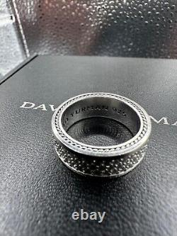 Bague en argent sterling 925 David Yurman Streamline à 3 rangées de diamants pavés totalisant 1,92 carats, taille 8,5