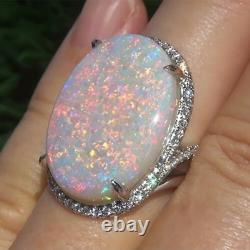 Bague en argent sterling 925 faite à la main avec une opale naturelle de 8,25 carats - Cadeau pour elle