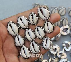 Bijou en coquillage gemme 925 en argent sterling plaqué fait main lot de bagues bijoux unisexe