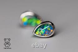 Boucles D’oreilles Minimalistes En Forme De Poire Australienne Triplet Opal 925 Sterling Silver