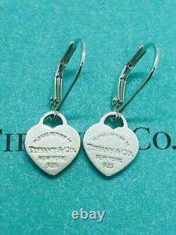 Boucles d'oreilles en argent sterling Tiffany & Co Return To Tiffany Mini Hearts sur crochets en argent 925