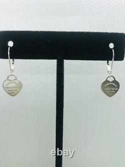Boucles d'oreilles en argent sterling Tiffany & Co Return To Tiffany Mini Hearts sur crochets en argent 925