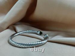 Bracelet Câble David Yurman 5mm Sterling Silver Avec Black Onyx Cuff Bangle M