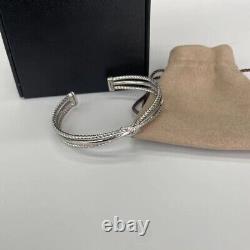 Bracelet David Classic Cable Crossover X en argent sterling avec des diamants, 7mm