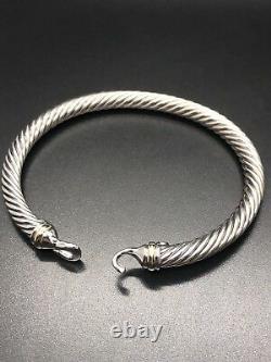 Bracelet De Boucle De Câble De David Yurman Avec 18k Or 5mm 925 Sterling Argent Petit