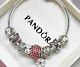 Bracelet En Argent Sterling Pandora Authentique Avec Des Perles Européennes Pink Heart Charms