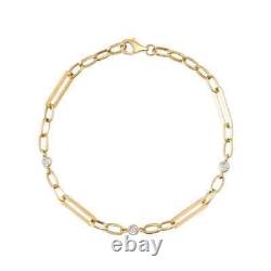 Bracelet de chaîne de trombone en diamant synthétique rond de 1,99 ct plaqué or jaune 14 carats