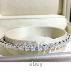 Bracelet de tennis en diamant synthétique à taille ronde de 8 carats, finition or blanc 14 carats pour femme.