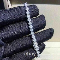 Bracelet de tennis en diamant synthétique à taille ronde de 8 carats, finition or blanc 14 carats pour femme.