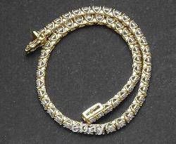 Bracelet de tennis pour femmes en diamant de synthèse taillé en rond de 5 carats plaqué or jaune 14 carats