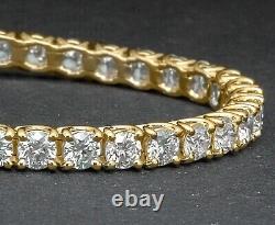 Bracelet de tennis pour femmes en diamant de synthèse taillé en rond de 5 carats plaqué or jaune 14 carats