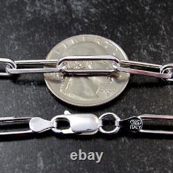 Chaîne de collier ou bracelet en argent sterling 925 massif de style trombone italien