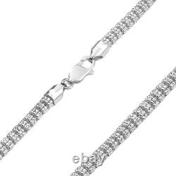 Chaîne en argent sterling 925 d'Italie avec maillons de glace coupés en diamant de 4 mm, toutes tailles