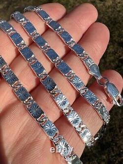 Chaîne ou bracelet étoilé Valentino en argent massif 925 sterling véritable ITALIE 3-5mm