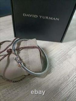Classic David Yurman 925 Sterling Silver 4mm Bracelet De Câble De Boucle Avec 18k Or