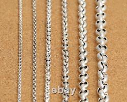 Collier Chaîne Rolo Argent Sterling 3,5mm 4mm 5mm 6mm 8mm 18 20 22 24 26 28