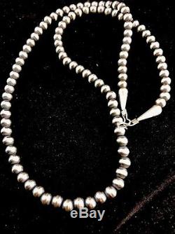 Collier De Perles En Argent Sterling 21 Vente De Amérindien Navajo Perles