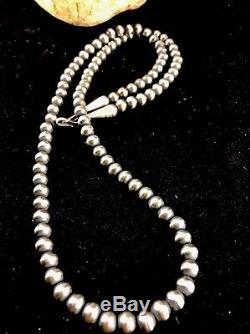 Collier De Perles En Argent Sterling 21 Vente De Amérindien Navajo Perles