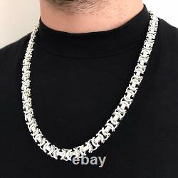 Collier Euro en chaîne byzantine pour homme en argent sterling 925, 154g, 31,49 pouces, 11mm