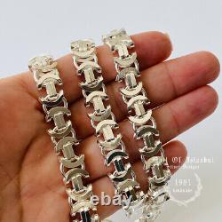 Collier Euro en chaîne byzantine pour homme en argent sterling 925, 154g, 31,49 pouces, 11mm