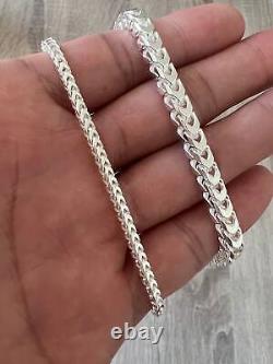 Collier bracelet en chaîne en argent solide Franco 925 avec finition diamantée et polie de haute qualité