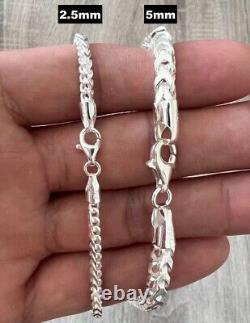 Collier bracelet en chaîne en argent solide Franco 925 avec finition diamantée et polie de haute qualité