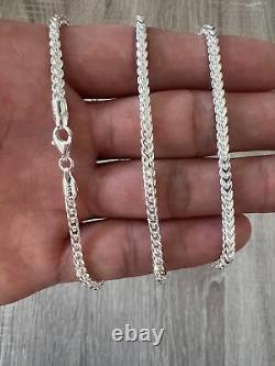 Collier bracelet en chaîne en argent solide Franco 925 avec finition diamantée et polie de haute qualité