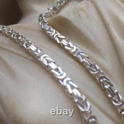 Collier de chaîne Byzantine solide pour homme en argent sterling 925, 5 mm, 20 pouces, 66 g.