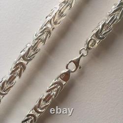 Collier de chaîne Byzantine solide pour homme en argent sterling 925, 5 mm, 20 pouces, 66 g.