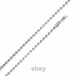 Collier en chaîne de perles en argent sterling 925 hautement poli, 1,2 mm - 6 mm, de 16 à 30 pouces.