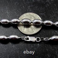 Collier ou bracelet en chaîne de perles ovales en argent massif 925 italien