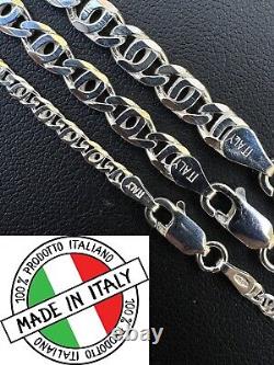 Collier ou bracelet en chaîne en œil de tigre naturel en argent sterling 925 massif ITALIE