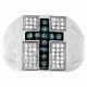 Croix Blue Diamond Déclaration De Mariage Bande Argent 925 Pinky Anneau 2,50 Ct