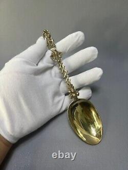 Cuillère de service rituelle en argent sterling doré 1879 John Figg de Londres, St. Antoine Démons