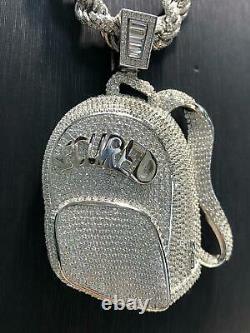 Cz Secured Bag 925 Argent Sterling Ice Hommes Icy Shine Shiny Pendant Bling Nouveau