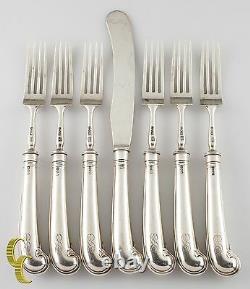 D&j Welby Sterling Silver Flatware Set 6 Fourches Et 1 Butter Knife London 1911