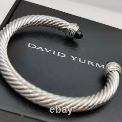 David Yurman 7mm 14k Or Noir Onyx Sterling Bracelet De Câble En Argent Nouveau