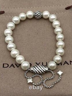 David Yurman Argent Sterling 8mm Perle D'eau Douce Bracelet De Perles Spirituelles