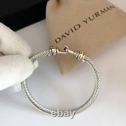 David Yurman Cable Buckle Bracelet Bangle 5mm Sterling Silver Avec 18k Gold M