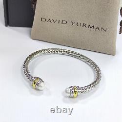 David Yurman Câble Classic 5mm Bracelet Avec Perles, Argent Sterling & Or 14k