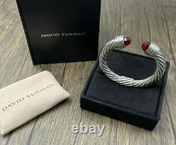 David Yurman Classic 10mm Cable Garnet Sterling Silver Cuff Bracelet