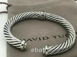 David Yurman Sterling Argent 7mm Pave Black Diamond Cuff Bracelet
