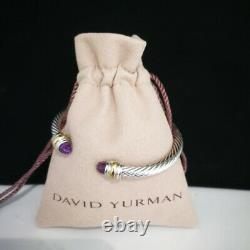 David Yurman Sterling Argent Améthyste Et Câble D'or 5mm Bracelet