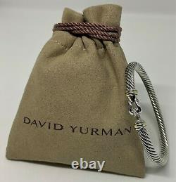 David Yurman Sterling Silver 925 5mm Cable Buckle Bangle Bracelet Avec 18k Or