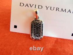 David Yurman Sterling Silver Streamline Pave Black Diamond Pendentif Dog Étiquette $1200