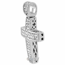 Diamond Cross Pendentif Mini Jesus. 925 Sterling Argent Pave Charm 2.33 Ct. 1.10
