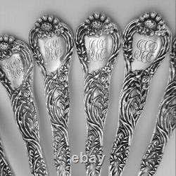 Ensemble de 12 fourchettes en argent sterling Meadow Clover de Gorham de 1897 avec monogramme JEE.