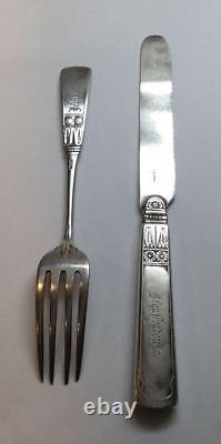 Ensemble de fourchette et couteau en argent sterling Piper Gorham 1880 pour jeunesse #7277